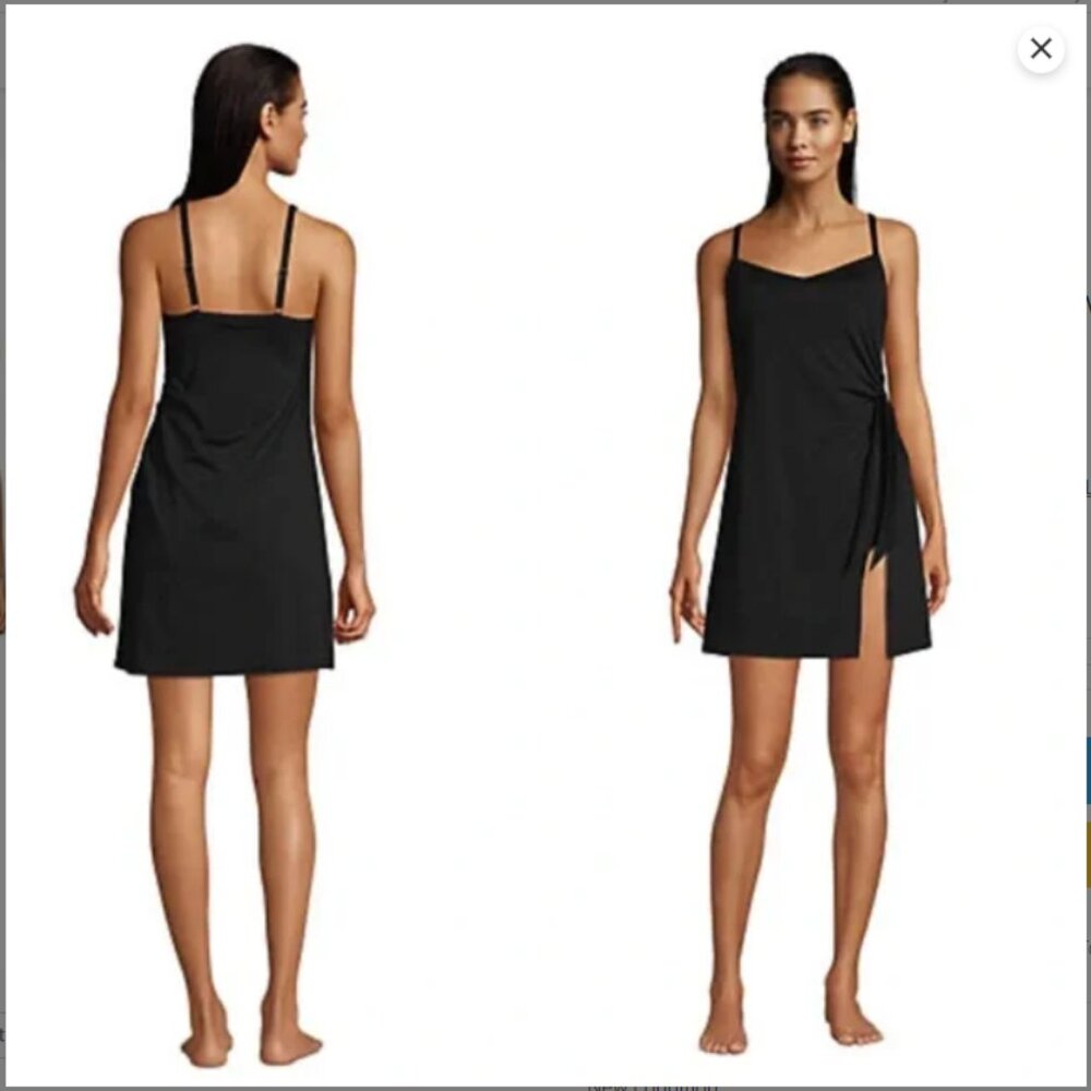 Lands' End Swim Dress Wrap Side Tie, Soft Cup Bra NWOT - Size: 4